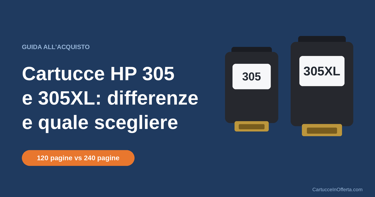 Guida alla scelta tra cartucce HP 305 e 305XL